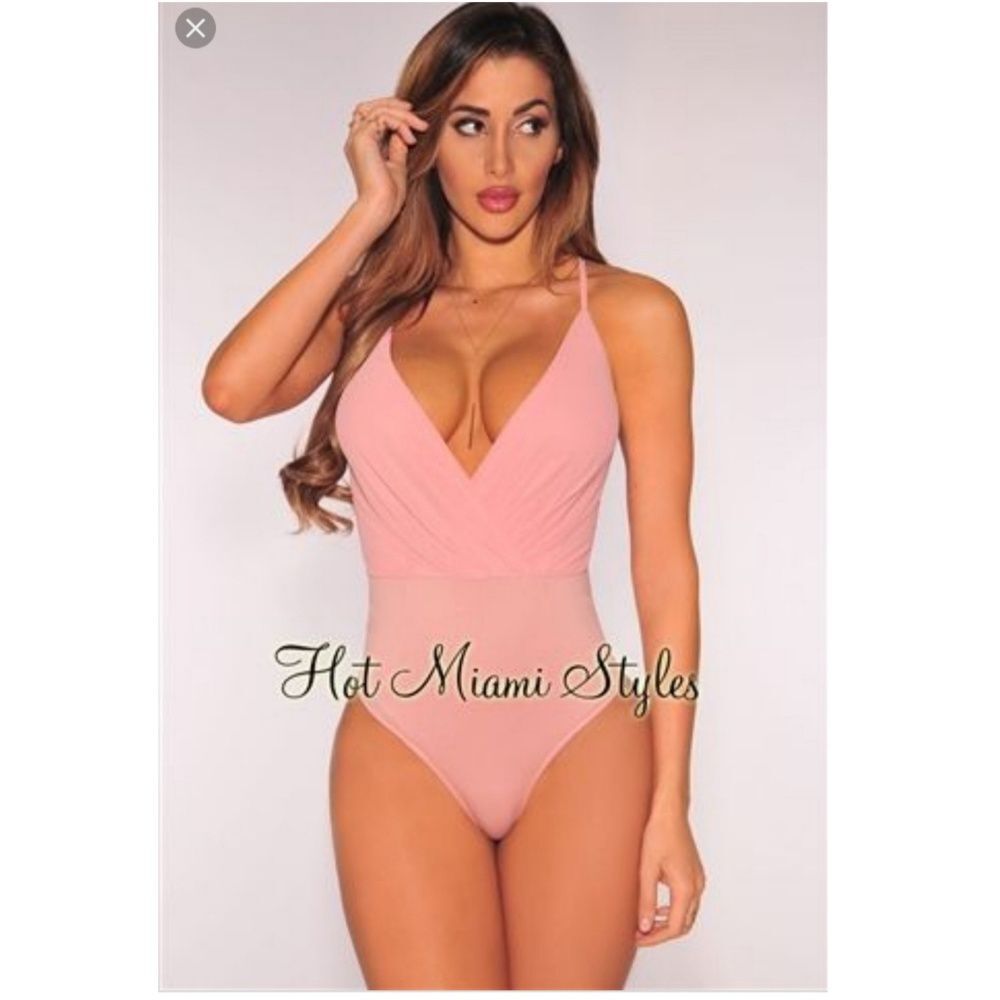 Dark salmon pink bodysuit from Hot Miami Styles